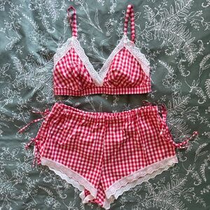 Red and White Gingham Gidget inspired 2 piece